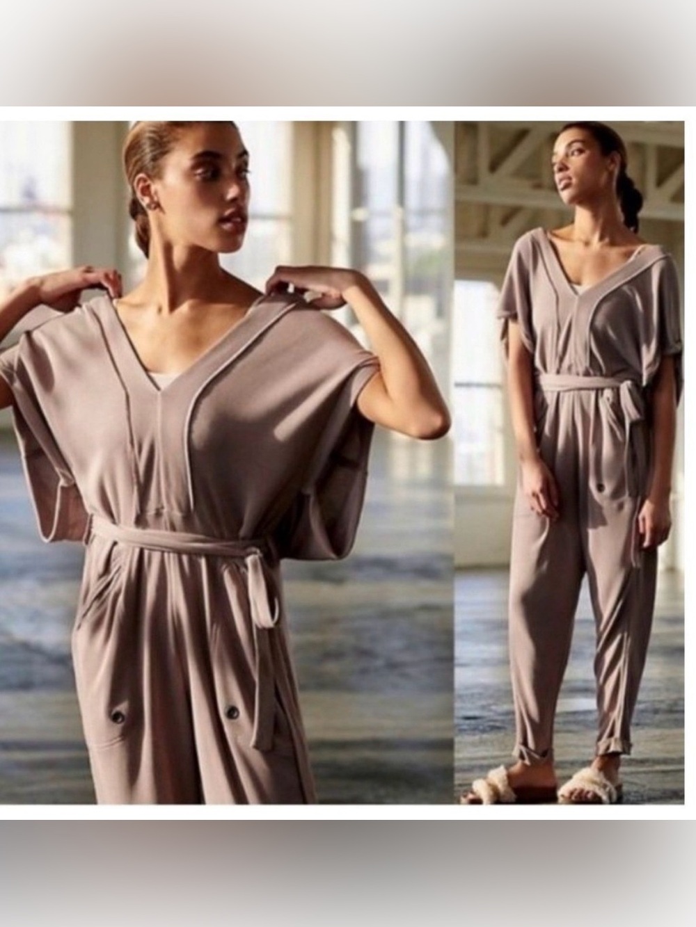 FP Movement "Time Test Onesie," a hooded  jumpsuit mauve Taupe